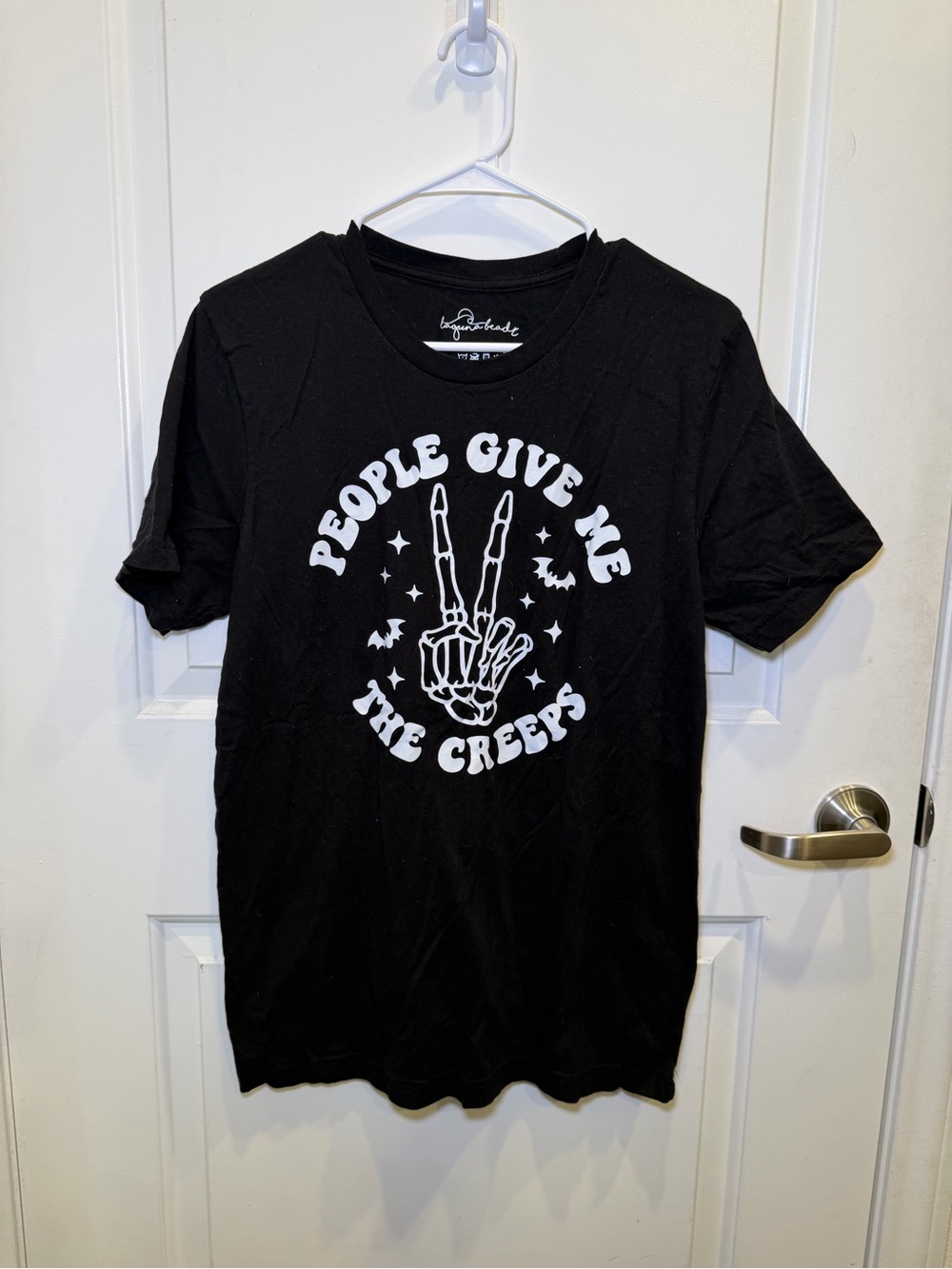 Like New People Give Me The Creeps Skeleton Peace Sign Unisex Tee